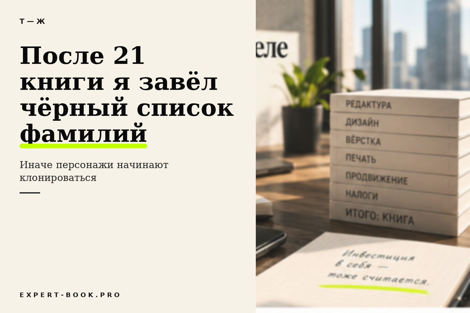 Я дважды менял фамилию одному герою. После этого завел черный список имен для своих книг