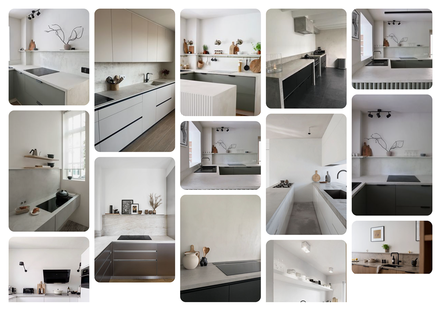 Примеры кухонь с микроцементом и краской. © au.pinterest.com