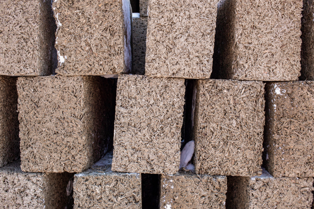 Арболит вблизи: блок состоит из древесной стружки, которая перемешана с цементом. Источник: pkf-sibizvest.pulscen.ru