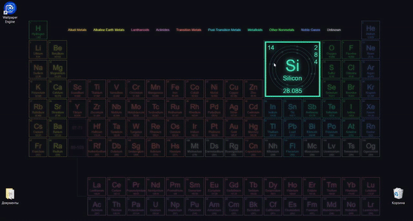 Интерактивная периодическая таблица Менделеева пригодится тем, кто сдает ЕГЭ по химии. Источник: Wallpaper Engine