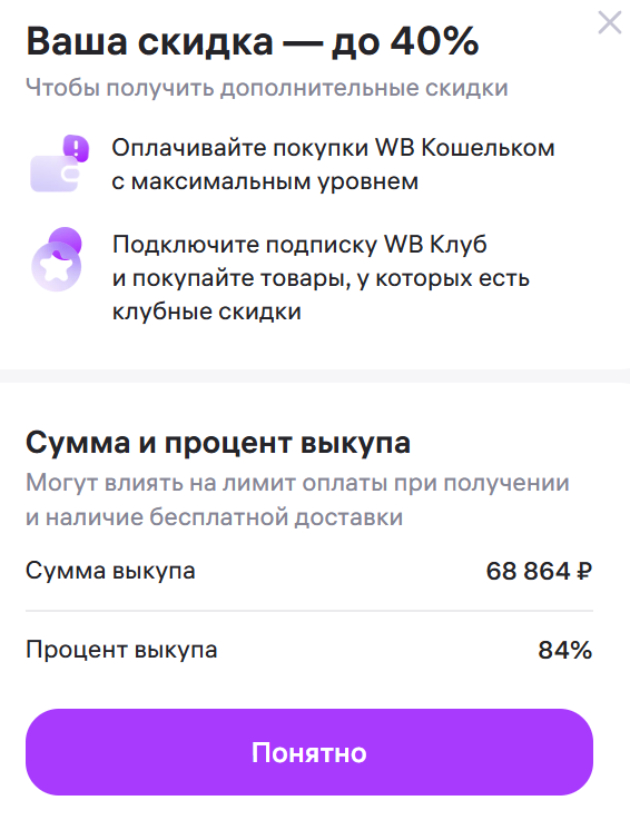 Появится информация о проценте выкупа