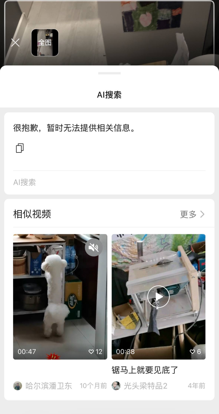 При сканировании в кадр случайно попали кот и компьютер с разными кабелями. Приложение подобрало ролики с собаками и непонятными самодельными устройствами