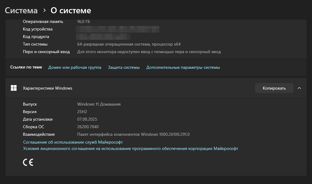 Ключевая информация — в строках «Выпуск» и «Версия»