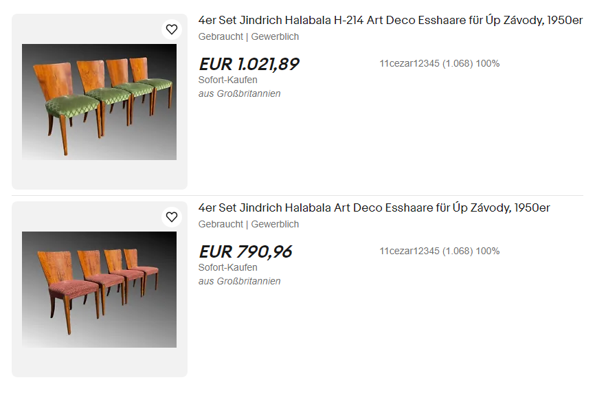 Сет из четырех стульев Халабала обойдется около 1000 €. Источник: «Ибэй»