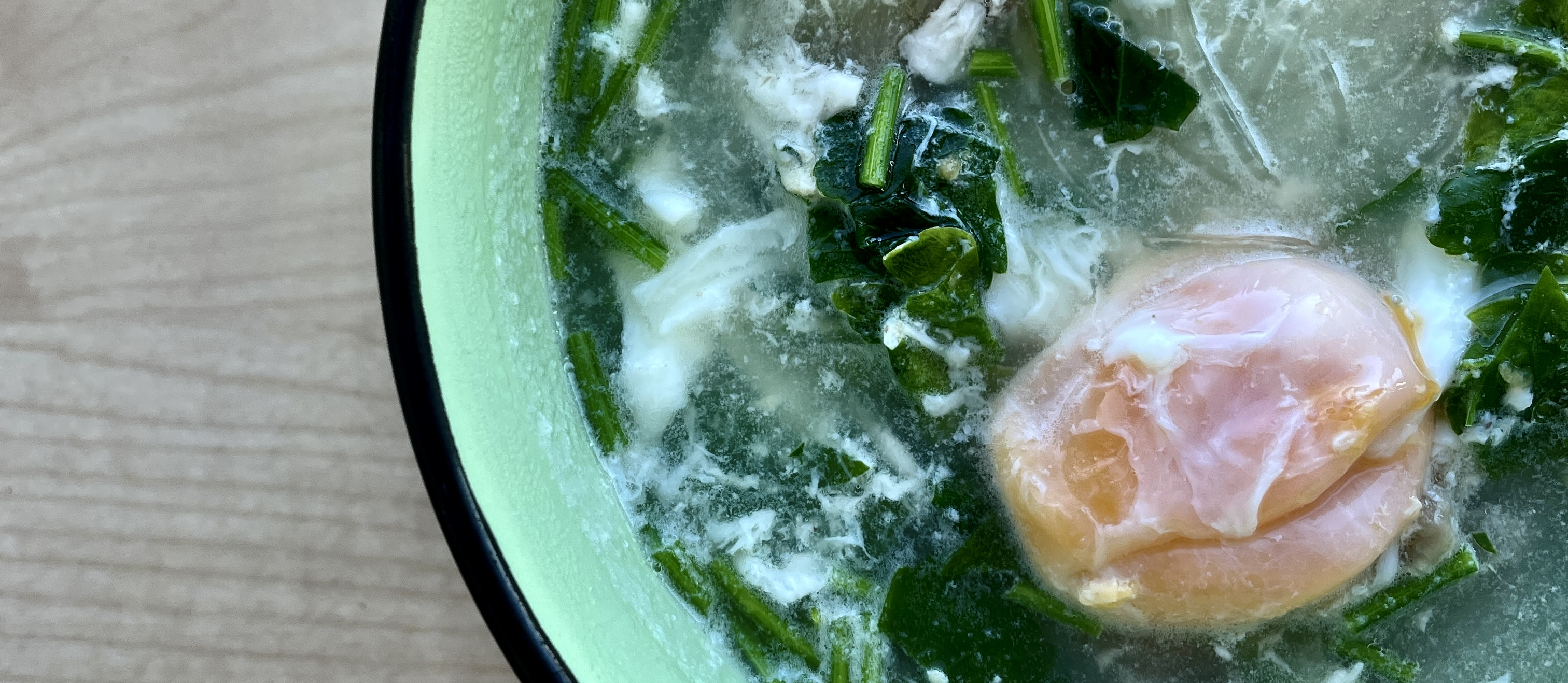 Мой завтрак: фо бо по-русски с фунчозой и яйцом пашот