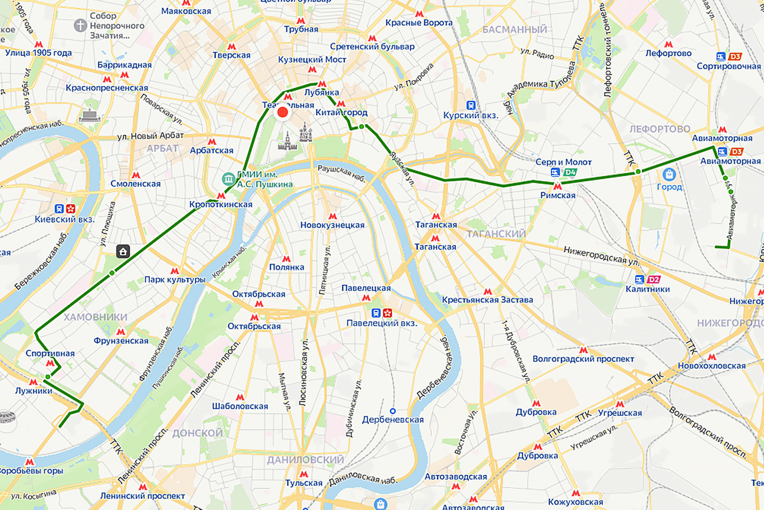 Схема движения автобуса по маршруту М6. Источник: yandex.ru/maps