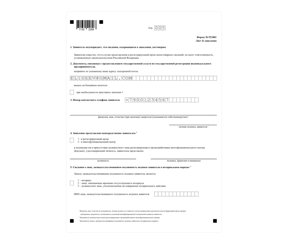 Как заполнить форму р21001 — Скачать образец формы р21001