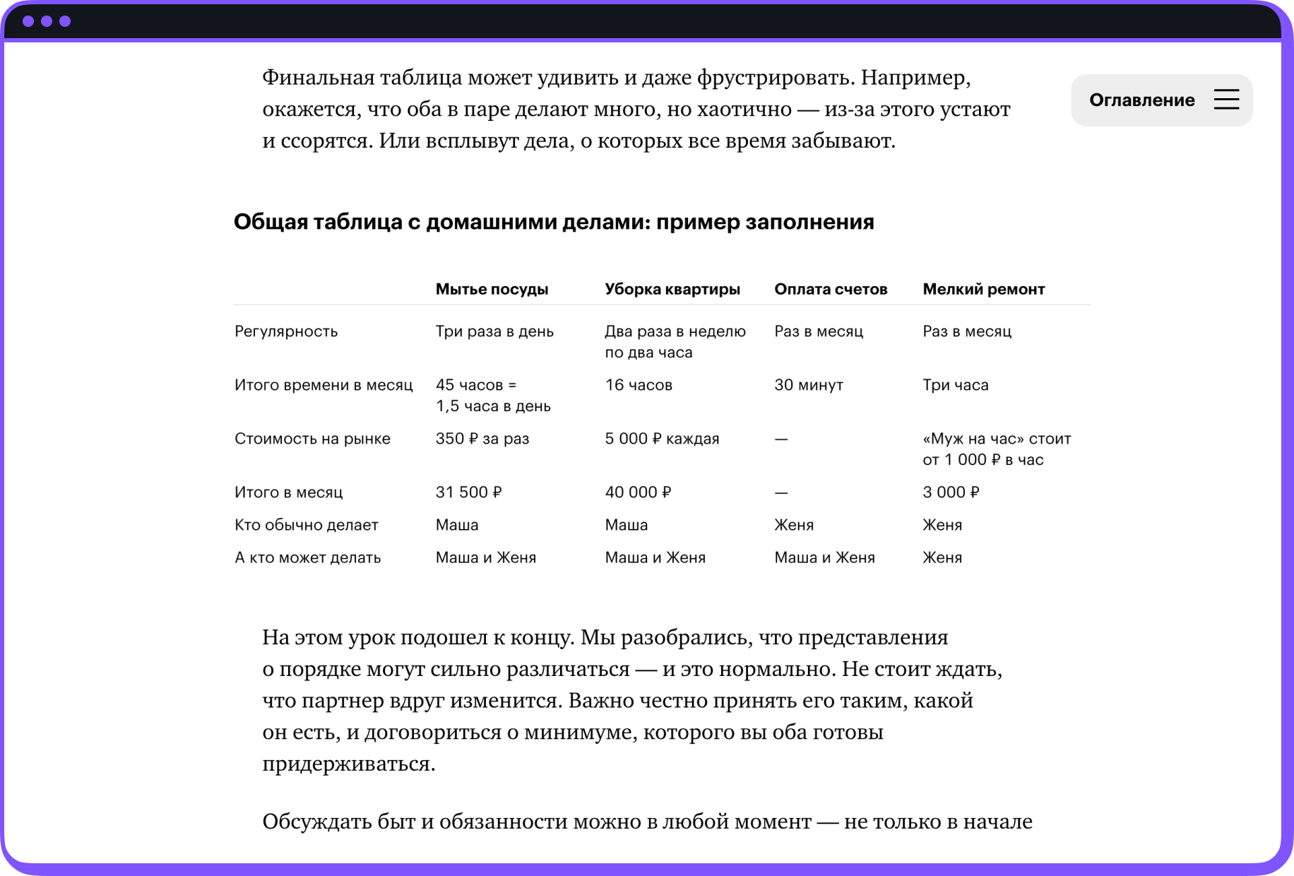 Скриншот уроков