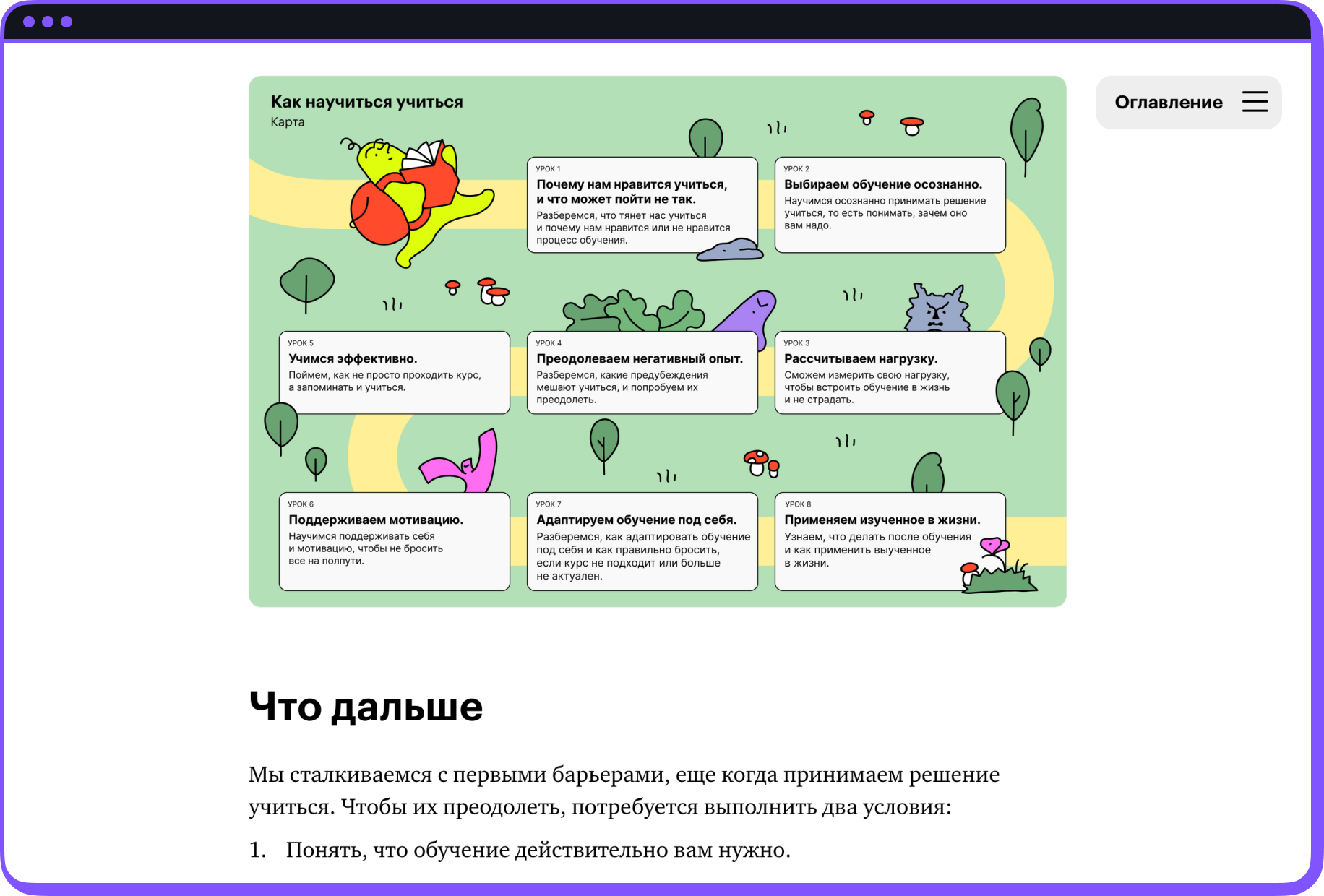 Скриншот уроков